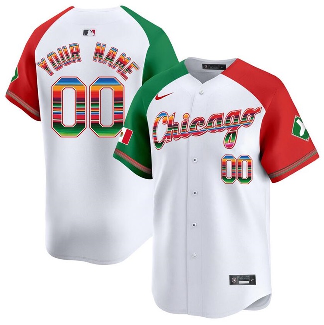 Men's Chicago White Sox Customized White/Red/Green Mexico Vapor Premier Limited Stitched Baseball Jersey Men's Chicago White Sox Customized White/Red/Green Mexico Vapor Premier Limited Stitched Baseball Jersey